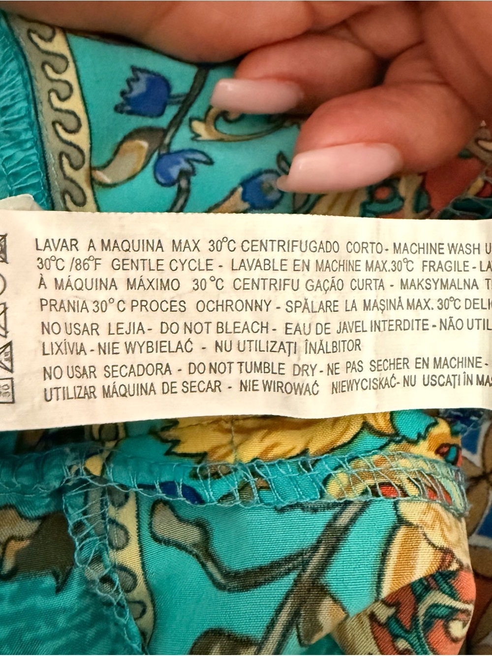 NLW Turquoise & Coral Printed Boho Swim Coverup - Picture 12 of 13